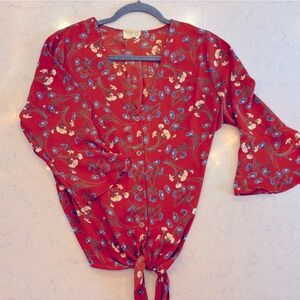 Adorable floral button down top size L